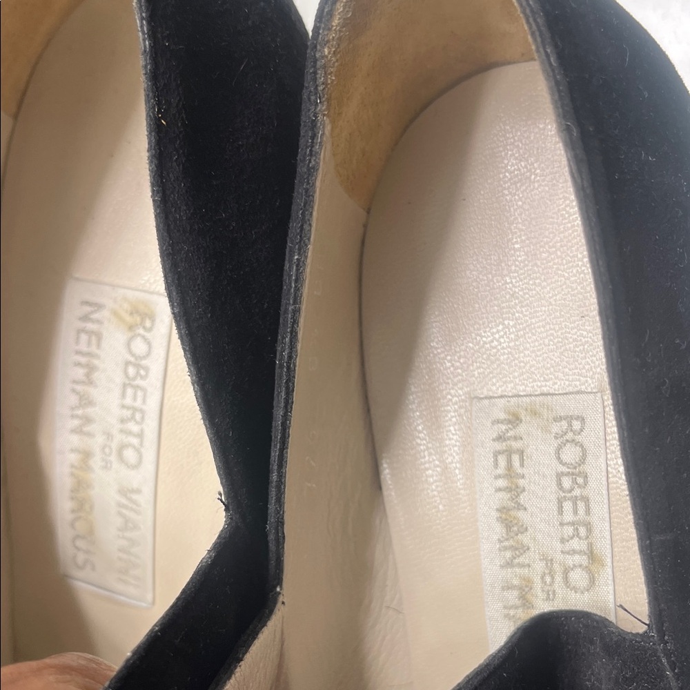 Vintage 90sBlack Suede Oxford Lace-Up Heels Roberto Vianni for Neiman Marcus 8.5 - Picture 12 of 16